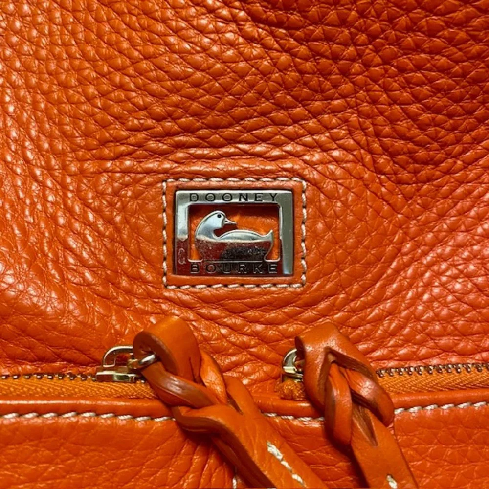 Dooney & Bourke Dillen Medium Two Pocket  Orange Pebbled Leather Shoulder Bag - Picture 8 of 8